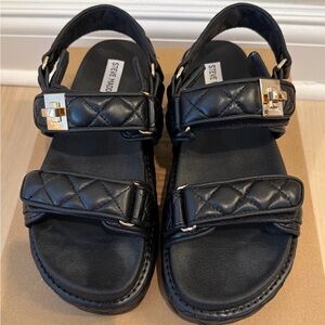 Steve Madden Big Mona Black Quilted Strap Sandals Size 8